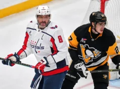 Ilya Protas marcou seu primeiro gol na NHL na vitória dos Capitals sobre os Penguins por 6-3