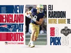 Os Patriots selecionaram TE Eli Raridon com a escolha geral nº 95