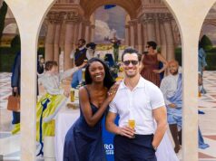David Gandy e Leomi Anderson servindo cerveja em frente ao ‘Il Fresco di Peroni’… e você pode ganhar uma cerveja grátis em Covent Garden neste feriado