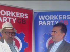 Candidatos eleitorais muçulmanos do Partido dos Trabalhadores Britânicos de George Galloway em Birmingham distribuem doces para celebrar o “sucesso” do Irão contra os “sionistas”.