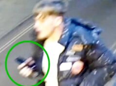 Um bandido empunhando uma faca do momento perseguiu um homem pela rua antes de esfaqueá-lo até a morte do lado de fora de um pub, depois que um casal discutiu.
