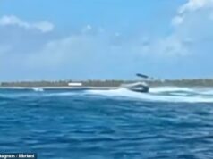 O horror do barco de mergulho quando o turista perde uma perna e outra fica gravemente ferida quando o capitão cai ao mar e a embarcação não tripulada acelera sobre o grupo
