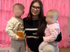 Uma mulher com 20 facadas saiu lutando por sua vida depois de ser encontrada em um carro ao lado de seus filhos pequenos