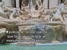 Outro turista desafiou as regras e foi nadar na histórica Fontana di Trevi, em Roma – antes de ser expulso pela segurança.