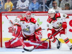 A perspectiva dos Wings, Kosa, sentou-se no banco na abertura dos playoffs da AHL