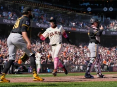 O single RBI de Jesus Rodriguez ajuda os Giants a se recuperarem para vencer os Pirates por 7-6 em 12 entradas