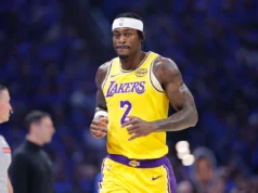 Jared Vanderbilt, do Lakers, perdeu o jogo 1 para o Thunder logo após uma terrível lesão no dedo.