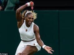 Os adoráveis filhos de Serena Williams assistem sua mãe ser eliminada do Wimbledon Singles enquanto seu retorno na quadra central termina em derrota no primeiro round: família, amigos e fãs comemoram o retorno surpresa da mulher de 44 anos – depois de voltar à forma com golpes gordos