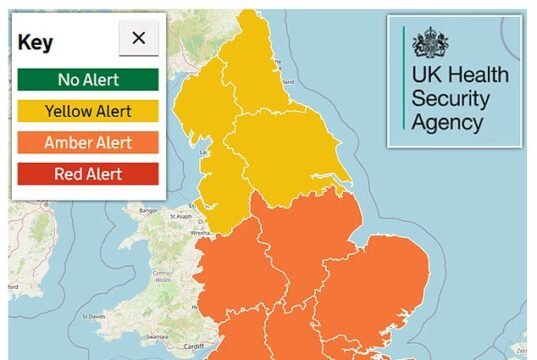 Os alertas de saúde relativos ao calor foram atualizados para âmbar, já que a terceira onda de calor do verão na Grã-Bretanha vê as temperaturas subirem acima de 30ºC por dez dias consecutivos.