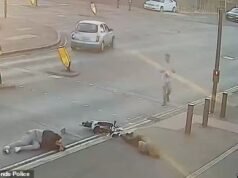 Momento em que o piloto da e-scooter fere gravemente uma mulher quando ela atravessa a estrada antes de colidir com ela – como os números mostram, o pagamento do acidente chega a £ 110 milhões