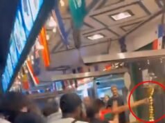 Torcedores marroquinos empunham cachimbos de narguilé e cadeiras brigam nas ruas de Londres enquanto policial ‘nocauteado’ é arrastado para um lugar seguro por colegas na briga da Copa do Mundo