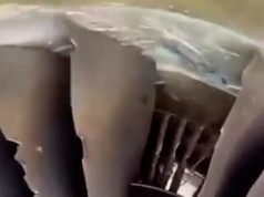 Novo vídeo mostra o motor com defeito do avião da Ryanair quebrando a janela e sugando o passageiro enquanto a esposa desesperada se agarra à sua perna