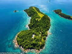 A ilha privada ‘James Bond Lair’, que pertenceu ao pioneiro cirurgião brasileiro de lifting de nádegas, está no mercado por £ 75 milhões