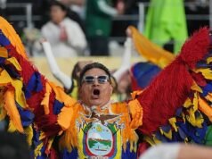 Torcedores mexicanos comemoram vitória na Copa do Mundo sobre o Equador