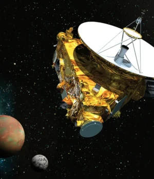 Artist-Pluto-rendering-spacecraft-moons-New-Horizons.webp