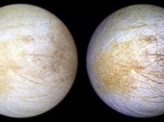Sob o gelo quebrado de Europa pode haver um oceano contendo mais água líquida do que todos os oceanos da Terra juntos, mantido quente na escuridão total pela atração gravitacional de Júpiter.