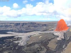 A lava flui de volta para a cratera Halemaumau de Kilauea