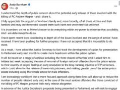Andy Burnham deu meia-volta ao se curvar à enorme pressão pública para impedir a libertação antecipada dos assassinos do PC Andrew Harper da prisão.