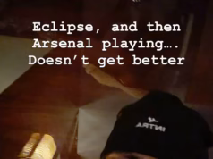Romeo Beckham acha que ‘não torna as coisas melhores’, já que Myleene Klass exibe seus óculos com tema do Orgulho enquanto estrelas se juntam a milhões para assistir ao eclipse – mas usa uma peneira depois que as viseiras de John Bishop se esgotam