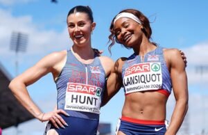 A velocista Amy Hunt completa um hat-trick de ouro depois de ajudar GB Cruise à final do Campeonato Europeu de Atletismo