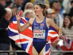 Amy Hunt e as estrelas do Team GB foram apanhadas em um drama policial armado depois de ganhar o ouro no Campeonato Europeu, quando um homem na casa dos trinta foi preso