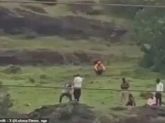 Um adolescente de 19 anos e seus pais pularam de um penhasco para a morte depois de ficarem na fila por três horas para pagar por um celular caro.