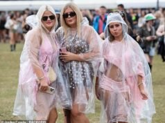 Os frequentadores do festival enfrentam a chuva enquanto o Met Office emite novos avisos meteorológicos para tempestades e fortes chuvas