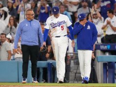 Freddie Freeman, do Dodger, evita lesões graves após sofrer uma queda feia no banco de reservas dos visitantes