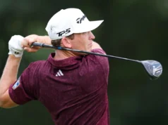 fatiar? Jacob Bridgman acerta uma tacada inicial em uma barraca de pizza no Tour Championship
