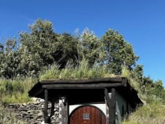 O casal, que é fã de longa data do Senhor dos Anéis, gastou £ 500.000 criando sua própria vila hobbit, completa com chalés, caveiras e tronos feitos à mão.