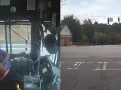 Motorista de ônibus flagrado adormecendo ao volante antes de bater em uma árvore em Atlanta