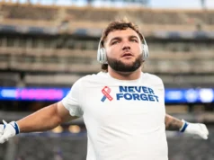 Giants RB Cam Scottebo marca após lesão, backflip para comemorar