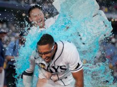 O single RBI de Palacios no dia 9 leva os Rays à vitória por 2 a 1 sobre os Red Sox.
