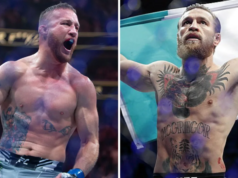 Justin Gaethje olha para a luta de Conner McGregor