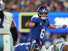 Jackson Dart, do New York Giants, fez história na NFL com vitória na semana 1