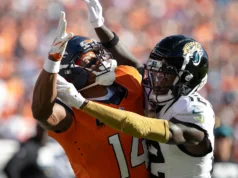 Travis Hunter jogou 60% dos snaps defensivos dos Jaguars e 10% dos snaps ofensivos.
