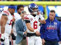 Lesão de Jackson Dart: NY Giants QB parece sofrer lesão no joelho esquerdo contra Rams