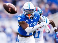 Ty Bryant do jogo de futebol americano de Kentucky contra Texas A&M