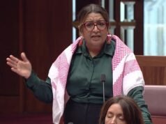 A dura crítica do senador liberal a Mehreen Faruqi enquanto Green dá um passo extraordinário para ‘tirar uma selfie’ com Trump enquanto ele ‘participa do genocídio’