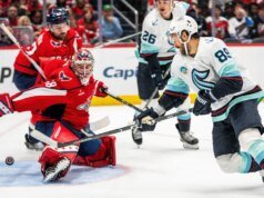 Alex Ovechkin marcou o primeiro gol do Kraken na temporada na vitória por 5 a 3 sobre os Capitals