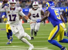 Josh Allen carrega os Bills com suas habilidades de improvisação, cobrindo uma defesa em dificuldades