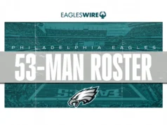 Escalação de 53 jogadores dos Eagles, confronto da semana 5 contra o time de treino do Jaguars