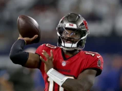 O placar dos Bucs na primeira tentativa para empatar os Cowboys em 7-7
