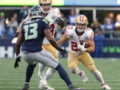 Christian McCaffrey produziu um total de 83 jardas na semana 5 contra os Seahawks